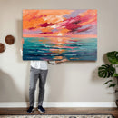 Bold Palette Knife Ocean Sunset Canvas — Orange Pink Teal by MyGreatCanvas | Canvas Wall Art Prints | Photo Prints & Wall Decor