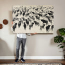 Longhorn Cattle Canvas Wall Art, Black White Stampede Ink by MyGreatCanvas | Canvas Wall Art Prints | Photo Prints & Wall Decor