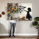 Banksy Butterfly Girl Wall Art Canvas Print, Framed Street by MyGreatCanvas | Canvas Wall Art Prints | Photo Prints & Wall Decor