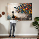 Banksy Graffiti Butterfly Girl Wall Art Canvas Print, Framed by MyGreatCanvas | Canvas Wall Art Prints | Photo Prints & Wall Decor