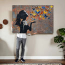 Urban Banksy Butterfly Girl Wall Art Canvas Print, Framed by MyGreatCanvas | Canvas Wall Art Prints | Photo Prints & Wall Decor