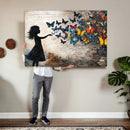 Banksy Butterfly Girl Wall Art Canvas Print, Framed Street by MyGreatCanvas | Canvas Wall Art Prints | Photo Prints & Wall Decor