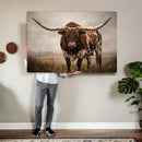 Texas Longhorn Canvas Wall Art Western Bull Desert Moody by MyGreatCanvas | Canvas Wall Art Prints | Photo Prints & Wall Decor