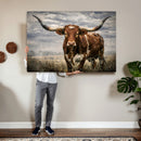 Texas Longhorn Canvas Wall Art Western Bull Desert Moody by MyGreatCanvas | Canvas Wall Art Prints | Photo Prints & Wall Decor