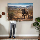 Texas Longhorn Canvas Wall Art Western Bull Desert Moody by MyGreatCanvas | Canvas Wall Art Prints | Photo Prints & Wall Decor