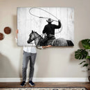 Cowboy Lasso Canvas Wall Art, Black White Western Horse by MyGreatCanvas | Canvas Wall Art Prints | Photo Prints & Wall Decor