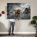 Texas Longhorn Canvas Wall Art, Rustic Farm Barn Bluebonnet by MyGreatCanvas | Canvas Wall Art Prints | Photo Prints & Wall Decor