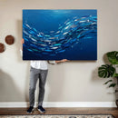 School of Fish Canvas Print | Blue Ocean Underwater Wall Art by MyGreatCanvas | Canvas Wall Art Prints | Photo Prints & Wall Decor