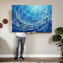 School of Fish Canvas Print | Blue Ocean Underwater Wall Art by MyGreatCanvas | Canvas Wall Art Prints | Photo Prints & Wall Decor