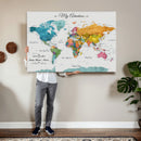 Custom Push Pin Watercolor World Map Canvas Wall Art Print –