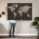 World Map Canvas Wall Art Dark Charcoal Antique Tan Detailed by MyGreatCanvas | Canvas Wall Art Prints | Photo Prints & Wall Decor