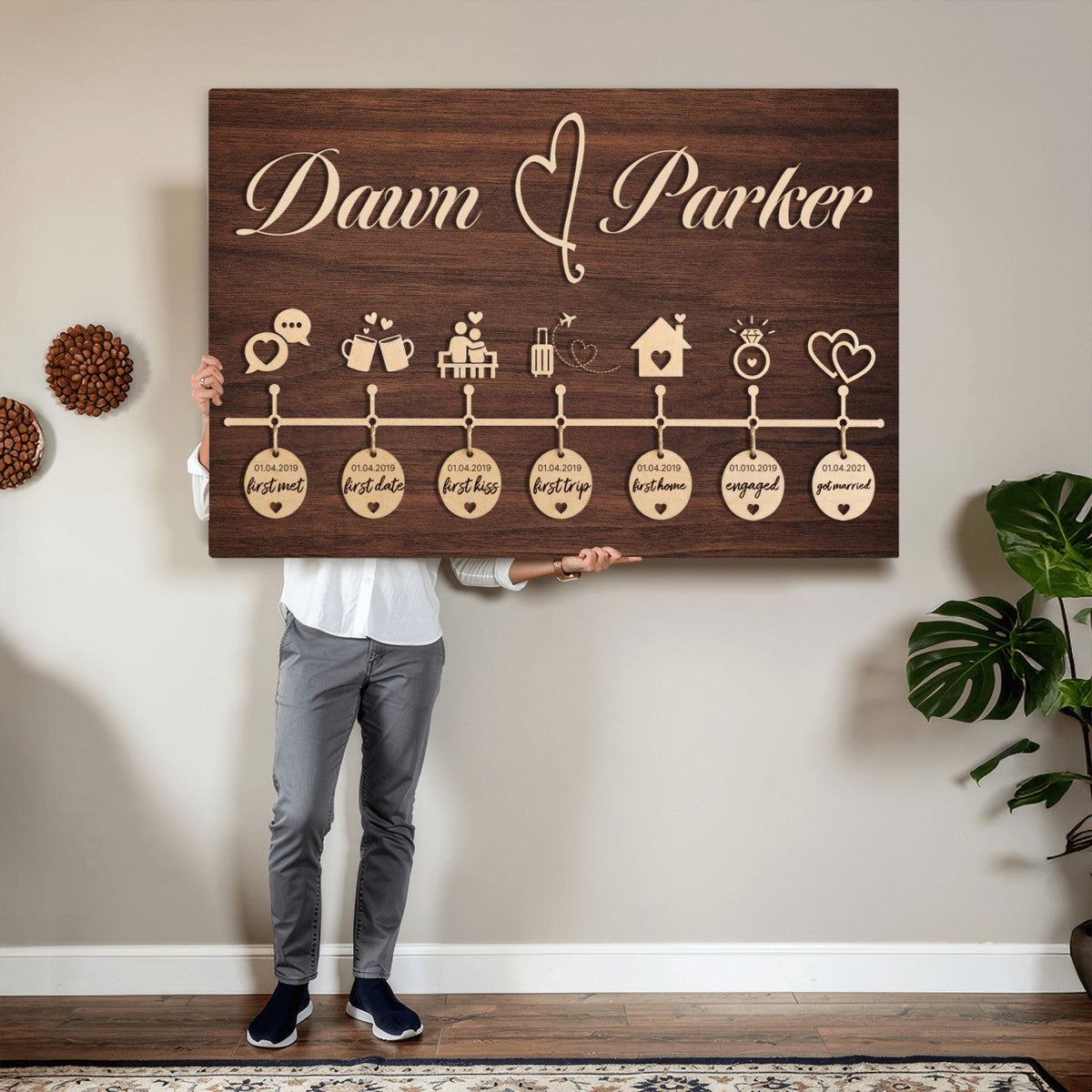 Personalized Couple Timeline Wall Art Canvas Print, Custom, photo 23 of 25