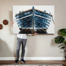 Blue Wooden Rowboat Canvas Wall Art, Coastal Nautical Boat Painting Print for Lake Beach House Decor, Minimalist Maritime Decor Artwork by MyGreatCanvas | Canvas Wall Art Prints | Photo Prints & Wall Decor