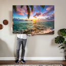 Hawaii Beach Sunset Canvas Wall Art Print, Tropical Ocean Landscape Artwork, Palm Tree Coastal Decor for Living Room Bedroom by MyGreatCanvas | Canvas Wall Art Prints | Photo Prints & Wall Decor
