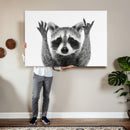 Funny Raccoon Canvas Wall Art, Black White Hands Up Animal Photo Print, Humorous Wildlife Decor, Kids Room Nursery Art, Quirky Animal Gift by MyGreatCanvas | Canvas Wall Art Prints | Photo Prints & Wall Decor