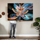 Fractal Lotus Canvas Wall Art, Blue Orange Glowing Flower Abstract Print, Modern Zen Meditation Room Decor, Ethereal Digital Art, Living Room by MyGreatCanvas | Canvas Wall Art Prints | Photo Prints & Wall Decor