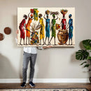 African Folk Art Canvas Wall Art, Colorful African Women Village Painting Print, Tribal Ethnic Home Decor, Vibrant African Art, Living Room by MyGreatCanvas | Canvas Wall Art Prints | Photo Prints & Wall Decor