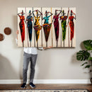 African Folk Art Canvas Wall Art, Colorful African Women Village Painting Print, Tribal Ethnic Home Decor, Vibrant African Art, Living Room