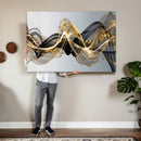 Black and Gold Abstract Wall Art, Modern Wave Canvas Print, Elegant Flowing Smoke Art, Luxury Living Room Decor by MyGreatCanvas | Canvas Wall Art Prints | Photo Prints & Wall Decor
