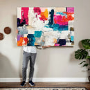 Blue Teal Abstract Canvas Wall Art, Modern Textured Painting Print, Navy Orange White Contemporary Art, Neutral Living Room Decor, Office Art by MyGreatCanvas | Canvas Wall Art Prints | Photo Prints & Wall Decor