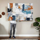 Blue Teal Abstract Canvas Wall Art, Modern Textured Painting Print, Navy Orange White Contemporary Art, Neutral Living Room Decor, Office Art by MyGreatCanvas | Canvas Wall Art Prints | Photo Prints & Wall Decor