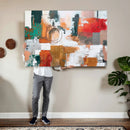 Blue Teal Abstract Canvas Wall Art, Modern Textured Painting Print, Navy Orange White Contemporary Art, Neutral Living Room Decor, Office Art by MyGreatCanvas | Canvas Wall Art Prints | Photo Prints & Wall Decor