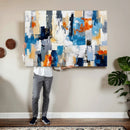 Blue Teal Abstract Canvas Wall Art, Modern Textured Painting Print, Navy Orange White Contemporary Art, Neutral Living Room Decor, Office Art by MyGreatCanvas | Canvas Wall Art Prints | Photo Prints & Wall Decor