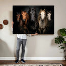 Horse Wall Art Canvas Print, Wild Horses Portrait Photography, Dramatic Equestrian Decor, Black Brown White Horse Herd, Rustic Ranch Art by MyGreatCanvas | Canvas Wall Art Prints | Photo Prints & Wall Decor