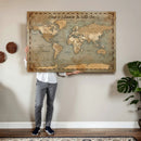 Vintage Personalized Push Pin World Map, Vintage Travel Map Canvas, Custom Names Anniversary Gift, Places Visited Pin Board, Couples Adventure Art by MyGreatCanvas | Canvas Wall Art Prints | Photo Prints & Wall Decor
