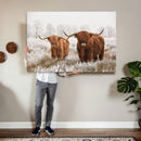Longhorn Cattle Wall Art Canvas Print, Framed Farmhouse