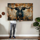 Longhorn Wall Art – Rustic Western Bull Canvas Print, Modern
