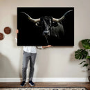 Texas Black Longhorn Bull Wall Art Canvas Print - Western by MyGreatCanvas | Canvas Wall Art Prints | Photo Prints & Wall Decor