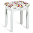 Vanity Wood Dressing Stool Padded Piano Seat with Rose Cushion by LJGDeals