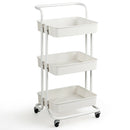 3-Tier Utility Cart Storage Rolling Cart with Casters-Black by DirectDeals