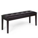 Upholstered Dining Room PU Bench Solid Wood Button Tufted by LJGDeals