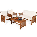 4 Pieces Patio Solid Wood Furniture Set by LJGDeals