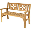 Patio Foldable Bench with Curved Backrest and Armrest by LJGDeals