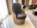 Luxury Whiskey & Wine Barrel Captain Chair Corner Set — Two Chairs & Corner Table (October Pre-Order)