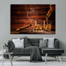 Whiskey and Cigar Wall Art Canvas | 3 Panel Bar Room Decor by MyGreatCanvas | Canvas Wall Art Prints | Photo Prints & Wall Decor