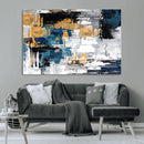 Blue and Gold Abstract Canvas Wall Art – Triptych Modern