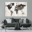 Abstract Map Printing - Modern World Map Canvas Wall Art for