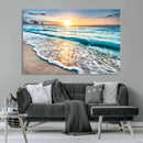 Sunset Beach Waves Canvas Wall Art – 5-Panel Ocean Sunset by MyGreatCanvas | Canvas Wall Art Prints | Photo Prints & Wall Decor