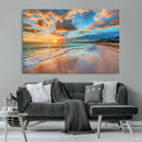 Sunset Beach Canvas Wall Art – Tropical Triptych Seascape