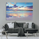 Tranquil Pastel Sunset Beach Triptych Canvas Art, Soothing