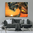Surf Wave Sunset Canvas Wall Art Print, 3-Panel Ocean