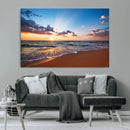 Serene Ocean Sunset Canvas Print, Golden Hour Beach Wall