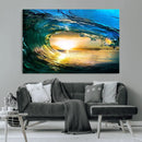 Ocean Wave at Sunset Canvas Art, Large Wall Print of Vibrant