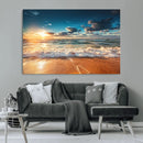 Golden Sunset Beach Triptych Canvas Art, Giclee Coastal Wall by MyGreatCanvas | Canvas Wall Art Prints | Photo Prints & Wall Decor