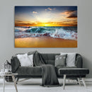 Golden Sunset Ocean Waves Wall Art Canvas Print – Multi