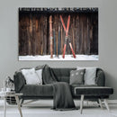Vintage Ski Gear Canvas Print, Vintage Ski Gear Against